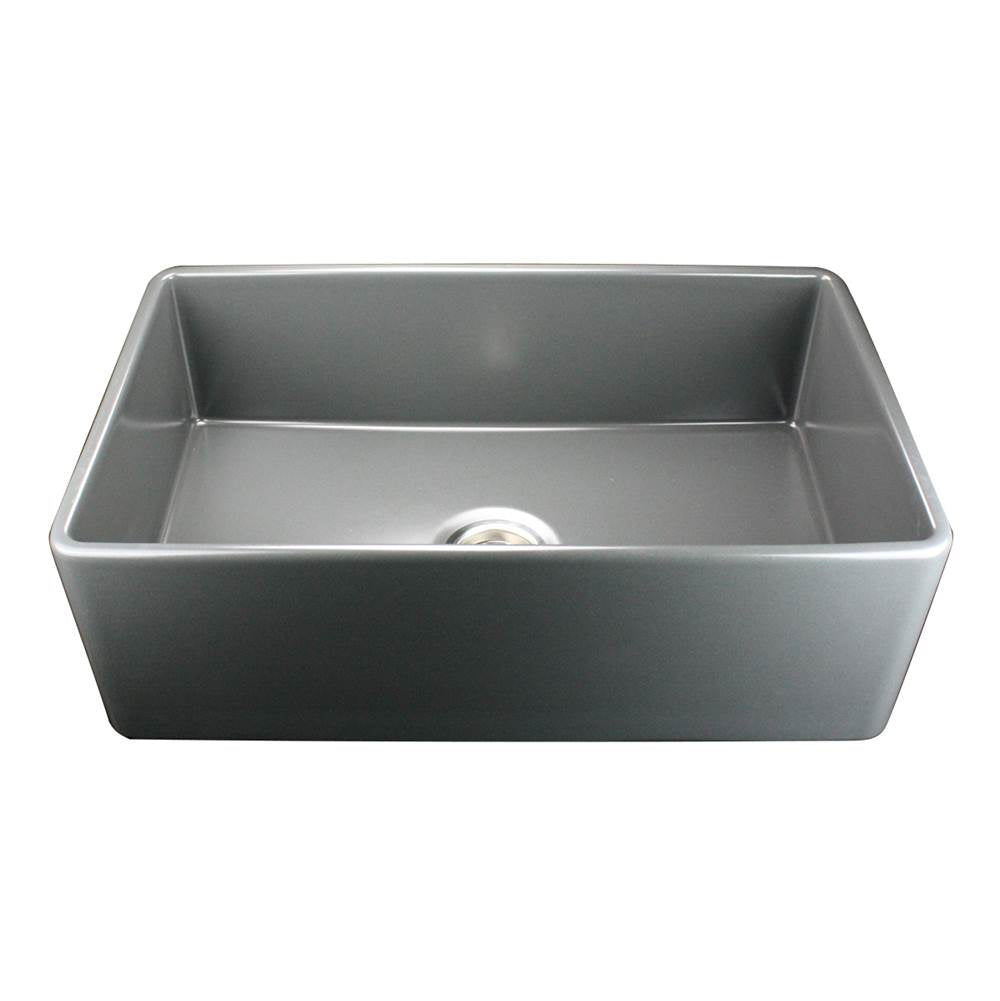 Nantucket Sinks - 30 Inch Bluff Grey Fireclay Farmhouse Kitchen Sink - Glazed Grey