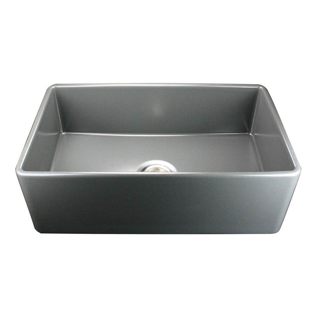 Nantucket Sinks - 30 Inch Bluff Grey Fireclay Farmhouse Kitchen Sink - Glazed Grey