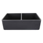 Nantucket Sinks - 33 Inch Double Bowl Grey Farmhouse Fireclay Kitchen Sink T-FCFS33G-DBL - Glazed Grey