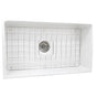 Nantucket Sinks - 33 Inch Farmhouse Fireclay Sink with Drain and Grid - Glazed White