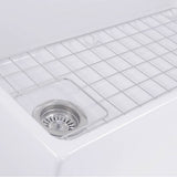 36 Inch Farmhouse Fireclay Sink with Offset Drain and Grid