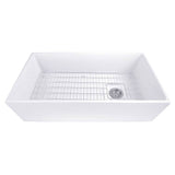 36 Inch Farmhouse Fireclay Sink with Offset Drain and Grid