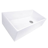 36 Inch Farmhouse Fireclay Sink with Offset Drain and Grid