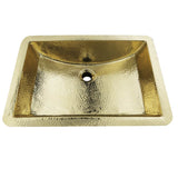 21 Inch Hand Hammered Brass Rectangle Undermount Bathroom Sink with Overflow