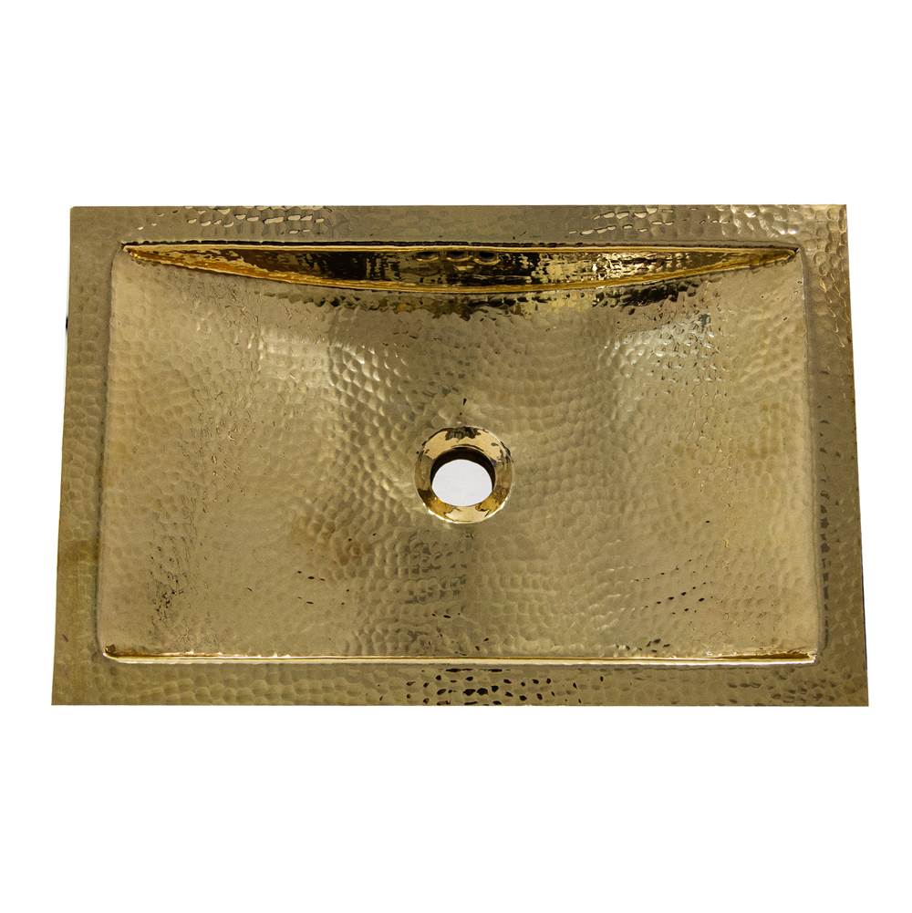 19.8 Inch 12.8 Inch Hand Hammered Brass Rectangle Undermount Bathroom Sink with Overflow