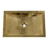19.8 Inch 12.8 Inch Hand Hammered Brass Rectangle Undermount Bathroom Sink with Overflow