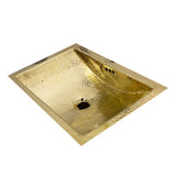 19.8 Inch 12.8 Inch Hand Hammered Brass Rectangle Undermount Bathroom Sink with Overflow