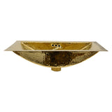 19.8 Inch 12.8 Inch Hand Hammered Brass Rectangle Undermount Bathroom Sink with Overflow