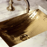 19.8 Inch 12.8 Inch Hand Hammered Brass Rectangle Undermount Bathroom Sink with Overflow