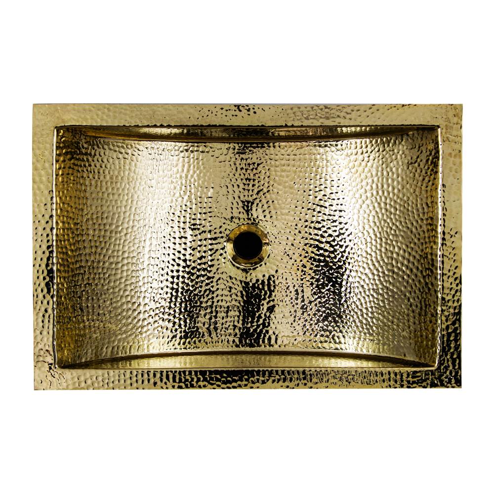 23.5 Inch X 15.5 Inch Hand Hammered Brass Rectangle Undermount Bathroom Sink with Overflow
