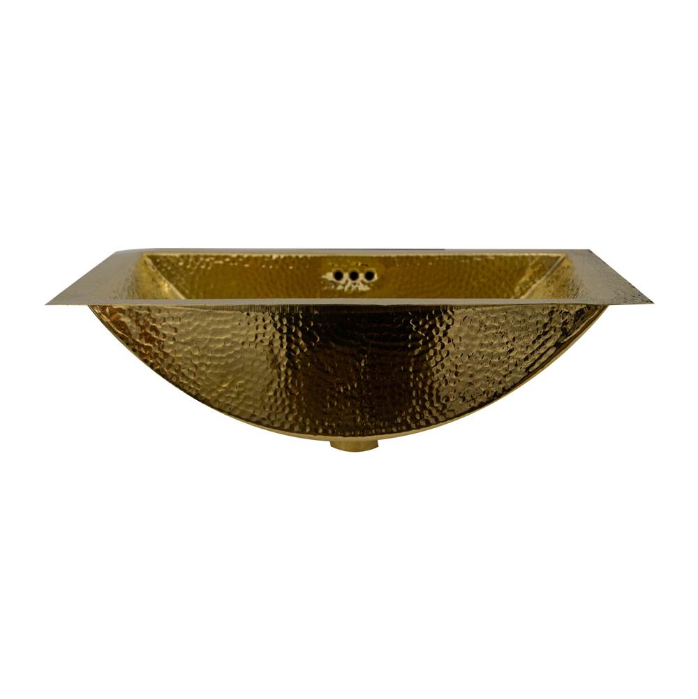 23.5 Inch X 15.5 Inch Hand Hammered Brass Rectangle Undermount Bathroom Sink with Overflow