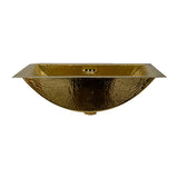 23.5 Inch X 15.5 Inch Hand Hammered Brass Rectangle Undermount Bathroom Sink with Overflow