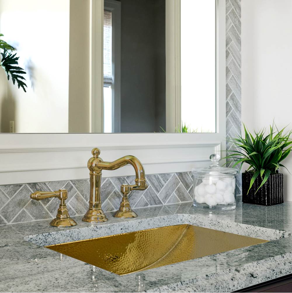 23.5 Inch X 15.5 Inch Hand Hammered Brass Rectangle Undermount Bathroom Sink with Overflow