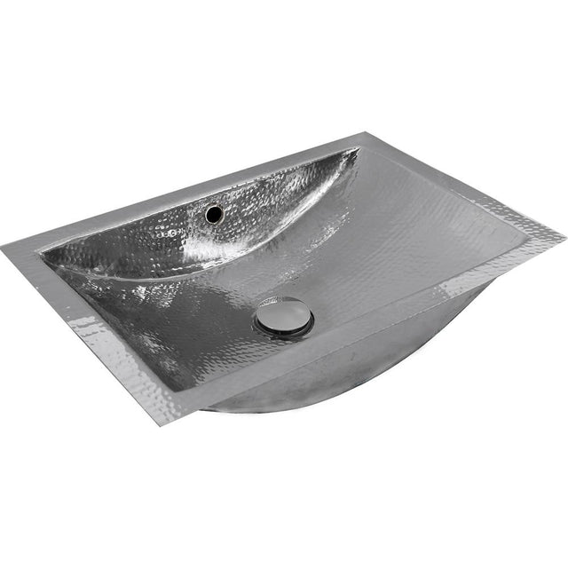 Nantucket Sinks - TRS Hand Hammered Stainless Steel Rectangle Undermount Bathroom Sink - Stainless Steel Silver
