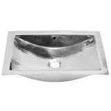 TRS Hand Hammered Stainless Steel Rectangle Undermount Bathroom Sink