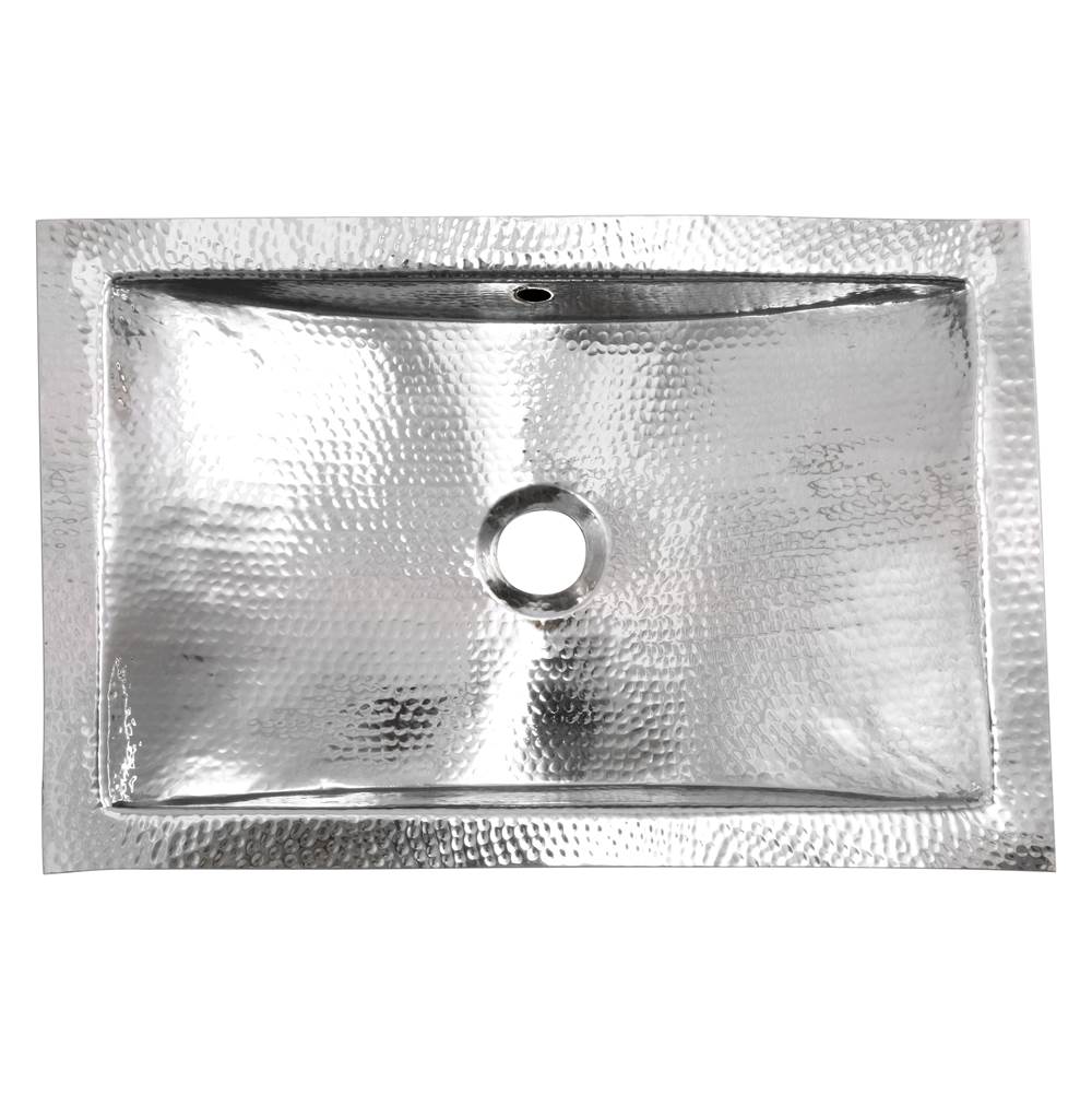 TRS Hand Hammered Stainless Steel Rectangle Undermount Bathroom Sink