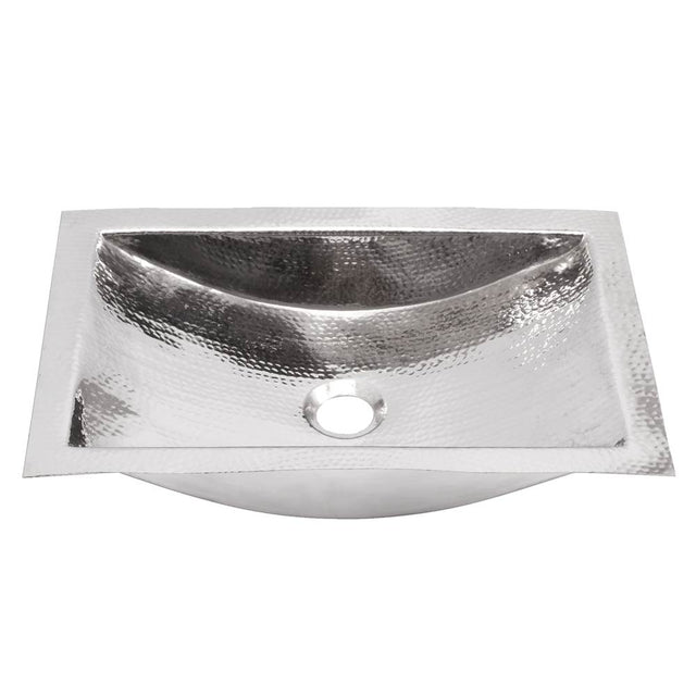 Nantucket Sinks - Hand Hammered Stainless Steel Rectangle Undermount Bathroom Sink - Glazed Silver