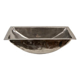 23.75 Inch Hand Hammered Stainless Steel Bathroom Sink