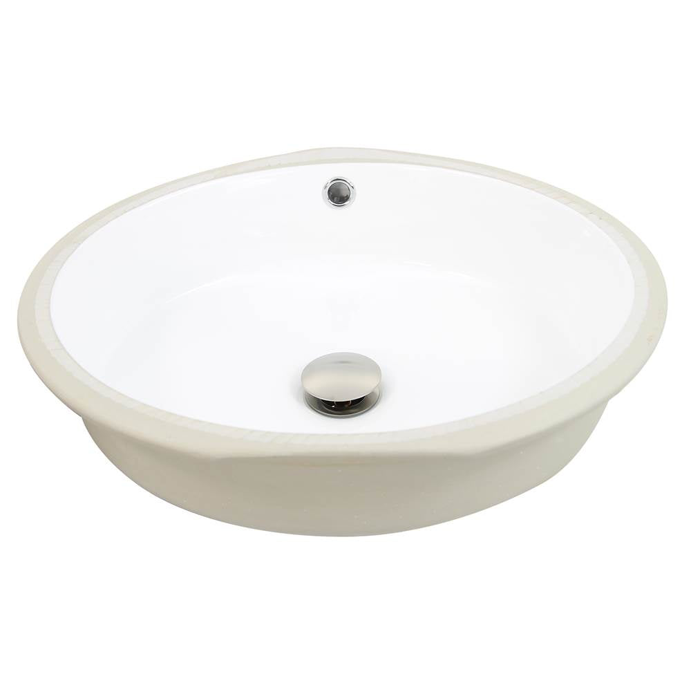 Flat Bottom Oval Undermount Sink - White - 17'x 14' - Bowl depth 4.5'