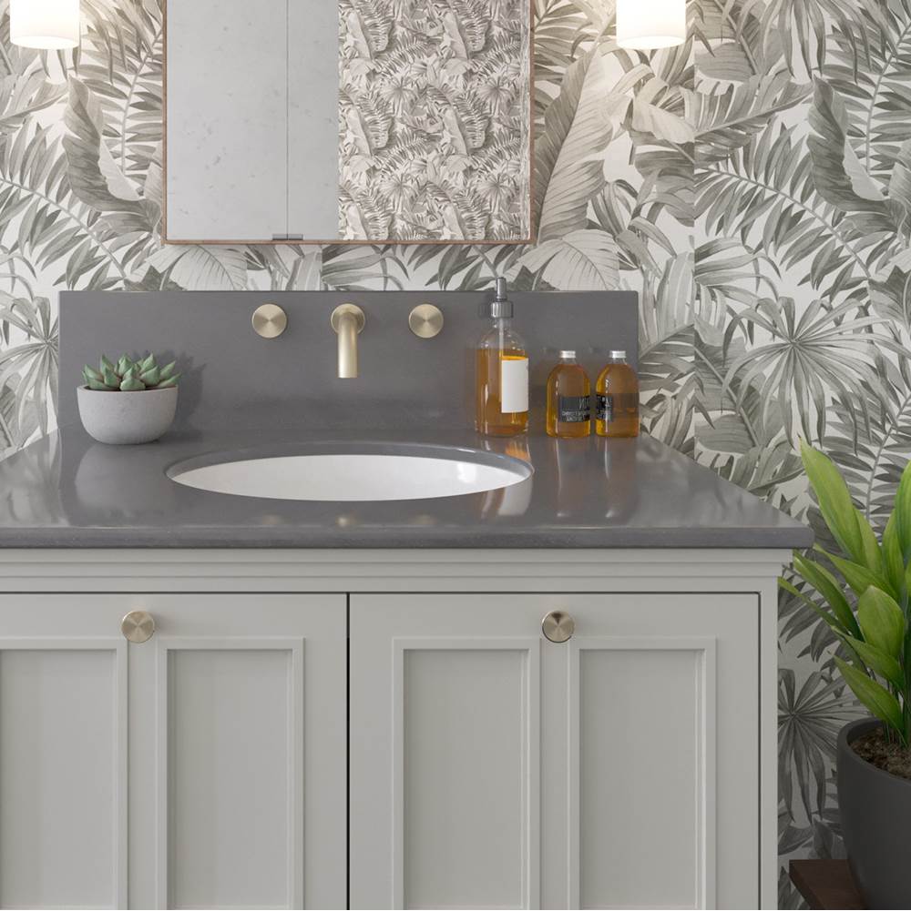 Flat Bottom Oval Undermount Sink - White - 17'x 14' - Bowl depth 4.5'