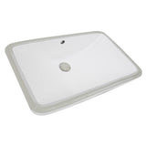 Nantucket Sinks - 23.5 Inch Rectangular Undermount Ceramic Vanity Sink in White - Glazed White