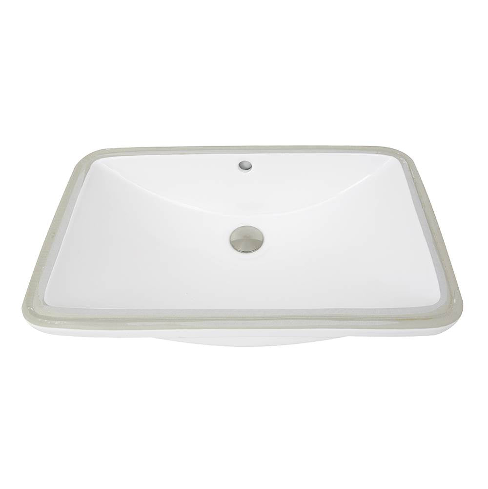 23.5 Inch Rectangular Undermount Ceramic Vanity Sink in White