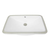 23.5 Inch Rectangular Undermount Ceramic Vanity Sink in White