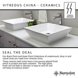 17 Inch x 14 Inch Glazed Bottom Undermount GB-17x17-W Oval Ceramic Sink In White