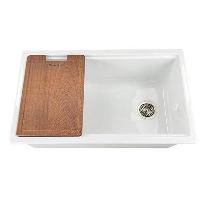 Nantucket Sinks - Nantucket Sinks 33-Inch Dualount Fireclay Kitchen Sink Wellfleet-PS3320 Prep Station Kitchen Sink - Porcelain Enamel Glaze White