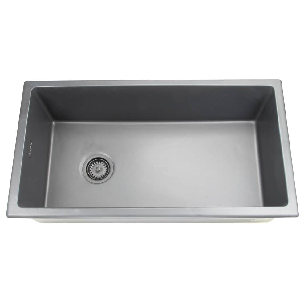 Nantucket Sinks - 34-Inch Undermount Fireclay Kitchen Sink - Porcelain Enamel Glaze Matte Black