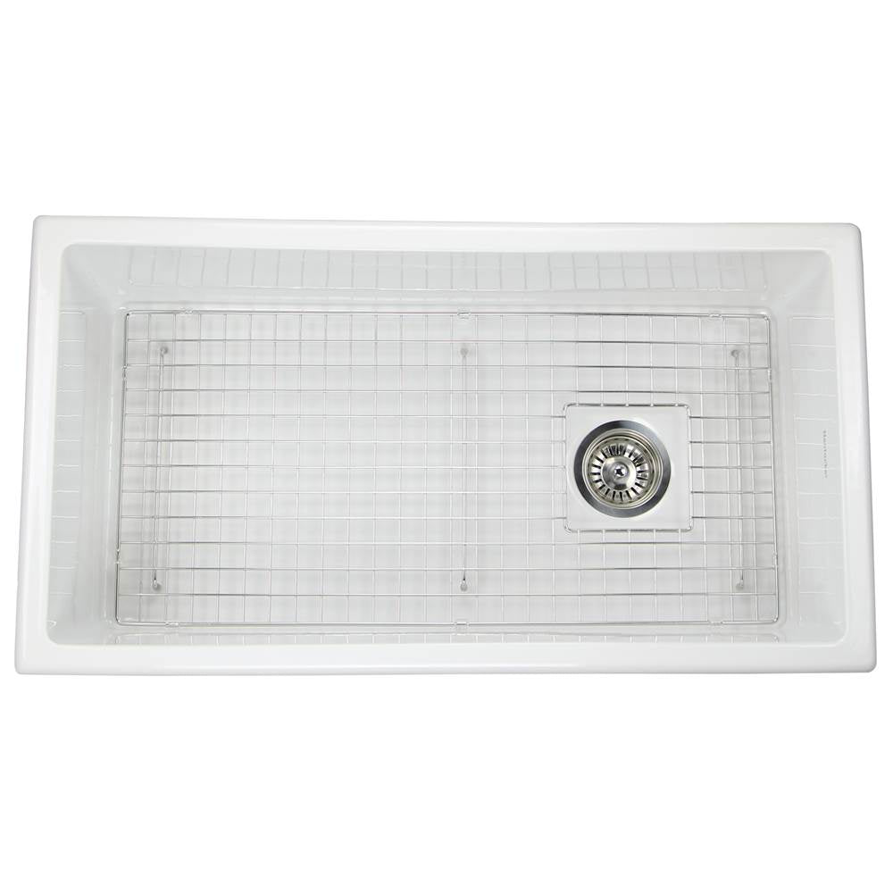 Nantucket Sinks - 34-Inch Undermount Fireclay Kitchen Sink - Porcelain Enamel Glaze White