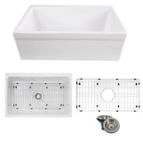 Nantucket Sinks - 30-Inch Decorative Apron Farmhouse Fireclay Sink - Glazed White