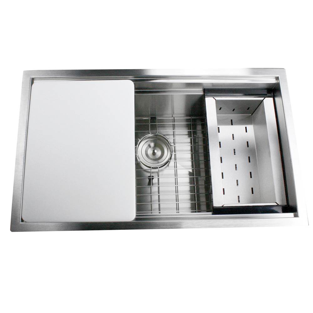 Nantucket Sinks - 30 Inch Pro Series Single Bowl Undermount Prep Station - satin