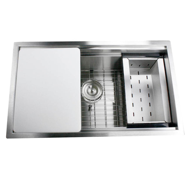 Nantucket Sinks - 30 Inch Pro Series Single Bowl Undermount Prep Station - satin