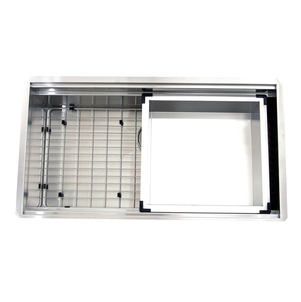 ZR-PS-3620-16 - 36 Inch Pro Series Large Prep Station Single Bowl Undermount Stainless Steel Kitchen Sink with Compatible Accessories
