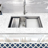 ZR-PS-3620-16 - 36 Inch Pro Series Large Prep Station Single Bowl Undermount Stainless Steel Kitchen Sink with Compatible Accessories