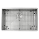 Nantucket Sinks - 28 Inch Pro Series Large Rectangle Single Bowl Undermount Zero Radius Stainless Steel Kitchen Sink - satin