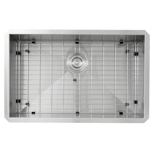 Nantucket Sinks - 28 Inch Pro Series Large Rectangle Single Bowl Undermount Zero Radius Stainless Steel Kitchen Sink - satin
