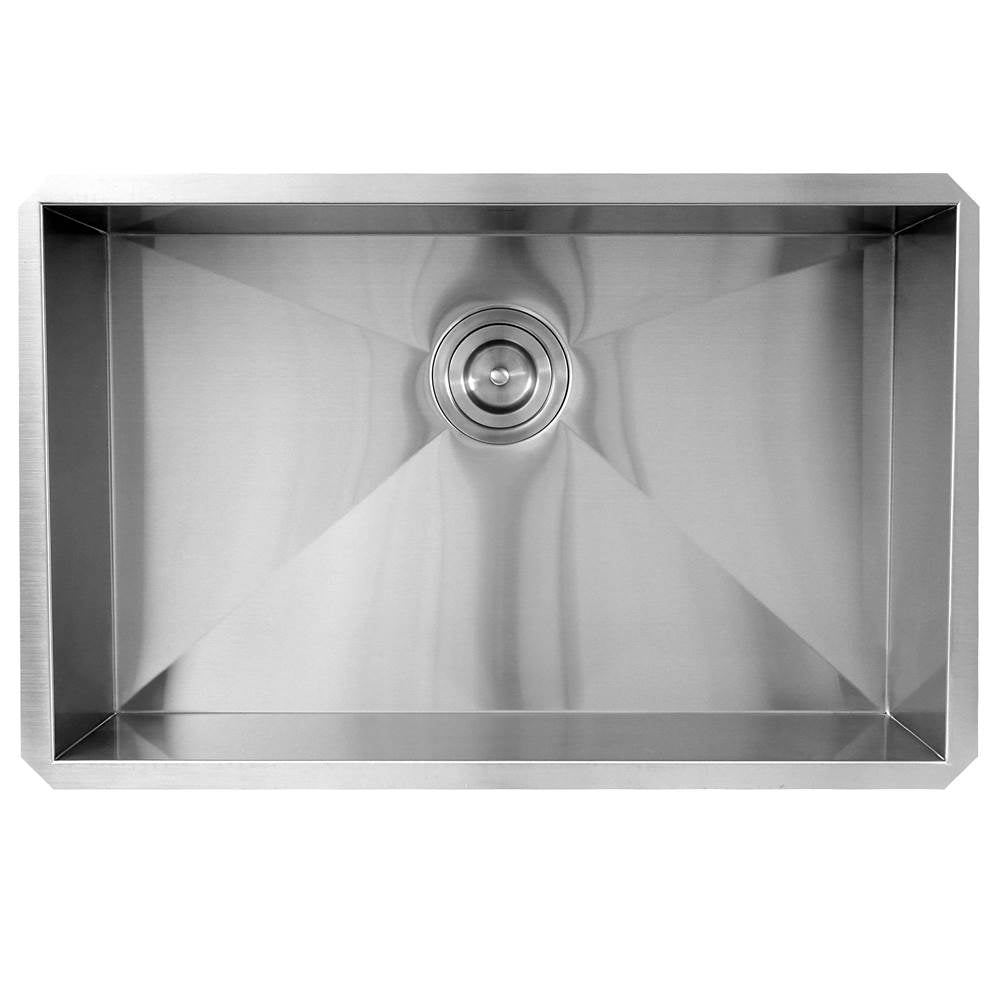 28 Inch Pro Series Large Rectangle Single Bowl Undermount Zero Radius Stainless Steel Kitchen Sink
