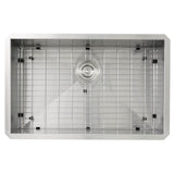 Nantucket Sinks - 28 Inch Pro Series Large Rectangle Single Bowl Undermount Zero Radius Stainless Steel Kitchen Sink, 8 Inch Deep - satin