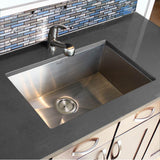 28 Inch Pro Series Large Rectangle Single Bowl Undermount Zero Radius Stainless Steel Kitchen Sink, 8 Inch Deep