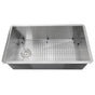 Nantucket Sinks - 32 Inch Pro Series Large Rectangle Single Bowl Undermount Small Radius Stainless Steel Kitchen Sink, Offset Drain - satin