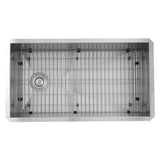 32 Inch Pro Series Large Rectangle Single Bowl Undermount Small Radius Stainless Steel Kitchen Sink, Offset Drain