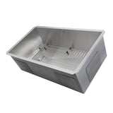 32 Inch Pro Series Large Rectangle Single Bowl Undermount Small Radius Stainless Steel Kitchen Sink, Offset Drain