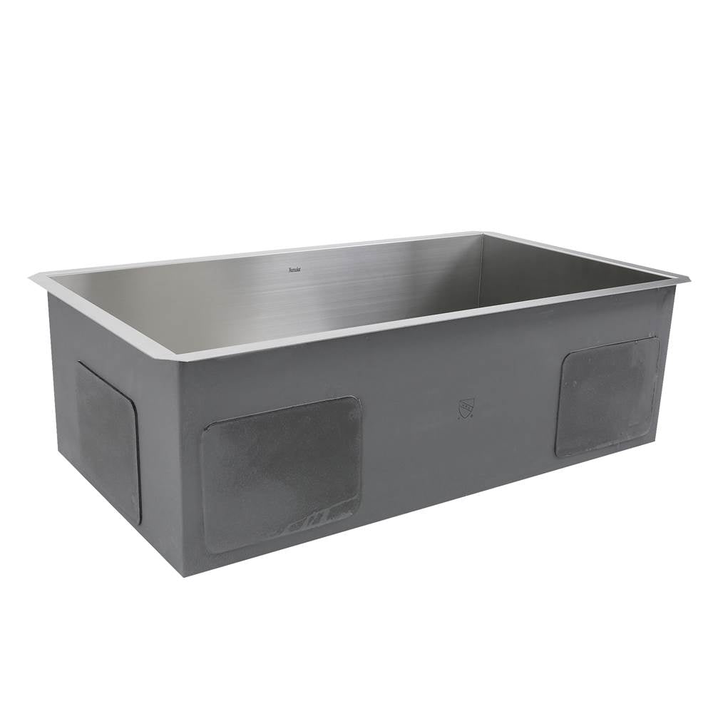 32 Inch Pro Series Large Rectangle Single Bowl Undermount Small Radius Stainless Steel Kitchen Sink, Offset Drain