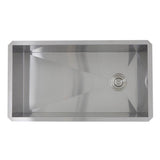 32 Inch Pro Series Large Rectangle Single Bowl Undermount Small Radius Stainless Steel Kitchen Sink, Offset Drain