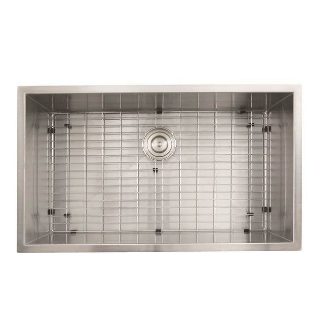 Nantucket Sinks - 32 Inch Pro Series Large Rectangle Single Bowl Undermount Zero Radius Stainless Steel Kitchen Sink - satin