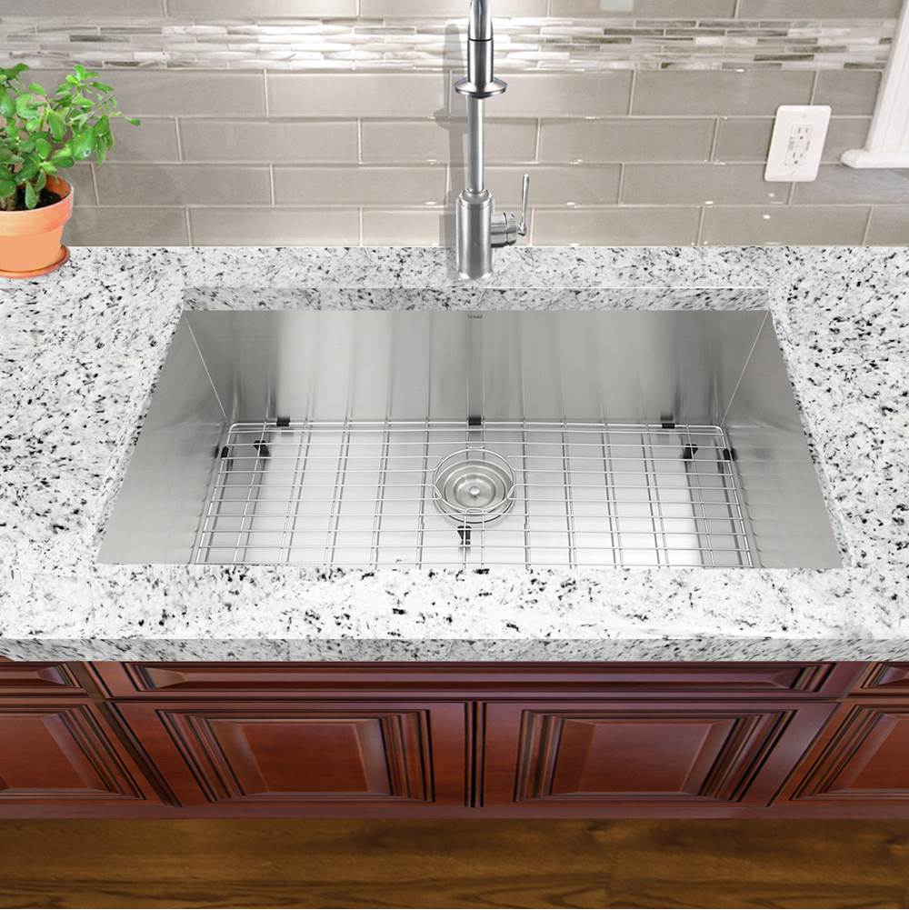 32 Inch Pro Series Large Rectangle Single Bowl Undermount Zero Radius Stainless Steel Kitchen Sink