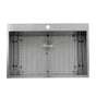 Nantucket Sinks - 33 Inch Large Rectangle Single Bowl Self Rimming Zero Radius Stainless Steel Drop In Kitchen Sink, 16 Gauge -1 Hole - satin