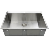 33 Inch Large Rectangle Single Bowl Self Rimming Zero Radius Stainless Steel Drop In Kitchen Sink, 16 Gauge -1 Hole